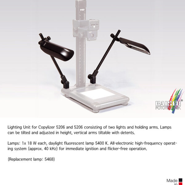 카이저 Lighting Units for Copylizer, 5267 /조명 2개, 램프 Arm 2개/색온도-5400 Kelvin, 램프-할로겐 18W 1개