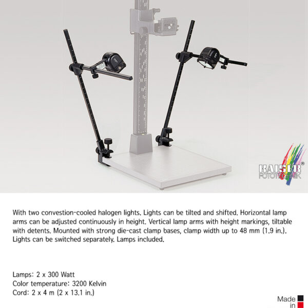 카이저 Lighting Units for R1 System, 5552 /조명 2개, 램프 Arm 2개/색온도-3200 Kelvin, 램프-할로겐 300W 2개